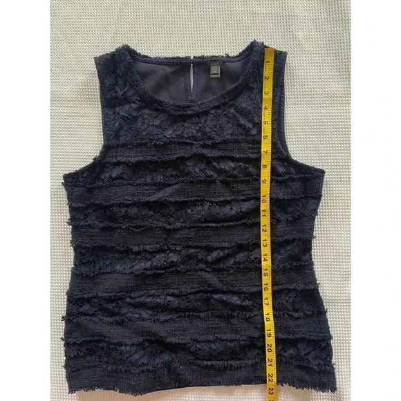 J.Crew Lace and Tweed Top Navy Blue Tops SIZE M - Picture 4 of 6